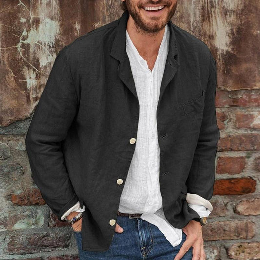 Men’s Blazer – Cotton Linen Blend – Relaxed Fit – Long Sleeve Lightweight Casual