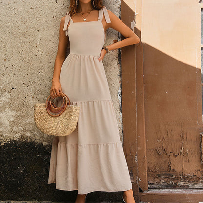 Women’s Maxi Dress – Relaxed Fit – Sleeveless Tiered – Breathable Blend – Casual Style