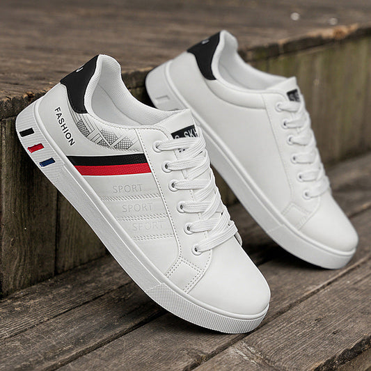 Men’s Casual Sneakers – Leather Look – Wide Fit – Lace-Up – Low Top Everyday Wear