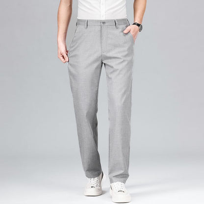 Men’s Straight-Leg Trousers – Relaxed Fit – Breathable Blend – Full Length Casual Style