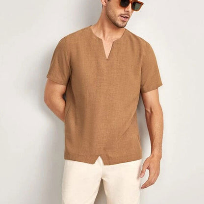 Men’s Oversized T-Shirt – Cotton Blend – V-Neck – Relaxed Fit – Short Sleeve Casual