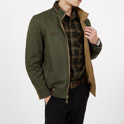 Men’s Reversible Jacket – Standard Fit – Zip Front – Natural Fibers – Wind Resistant