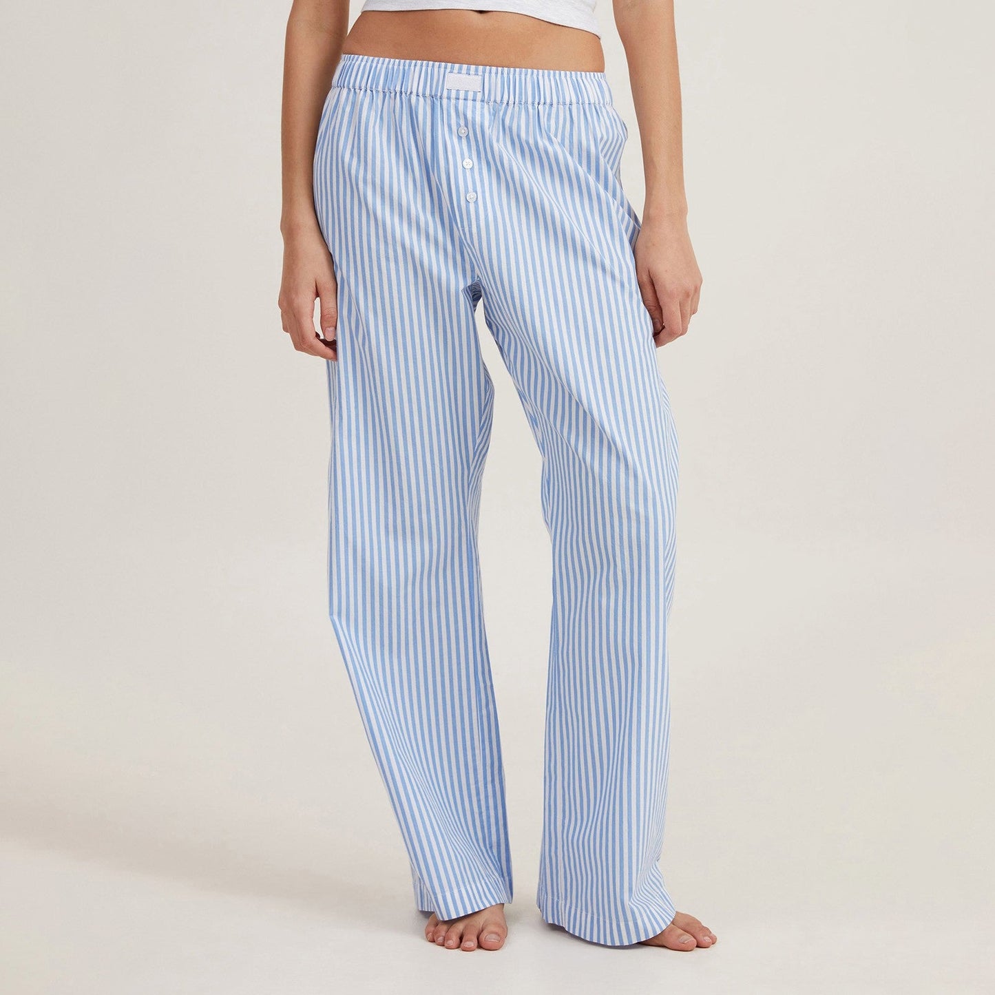 Women’s Lounge Pants – Relaxed Fit – Breathable Blend – Elastic Waist – Striped Casual Wear
