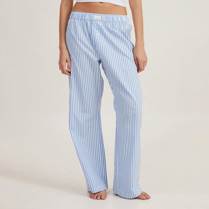 Women’s Lounge Pants – Relaxed Fit – Breathable Blend – Elastic Waist – Striped Casual Wear