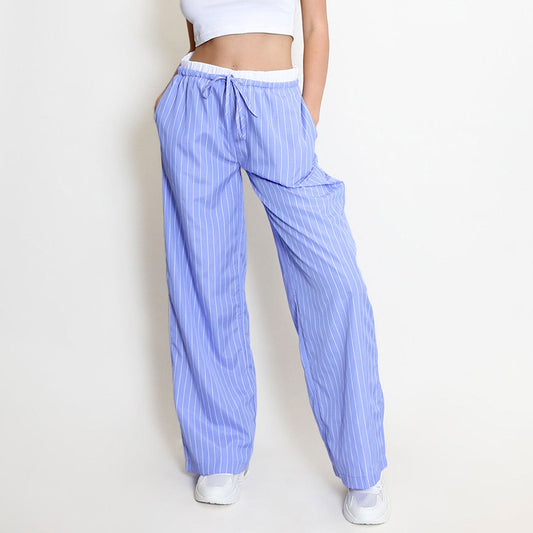 Women’s Wide-Leg Pants – Cotton Blend – Relaxed Fit – Drawstring Waist – Pockets
