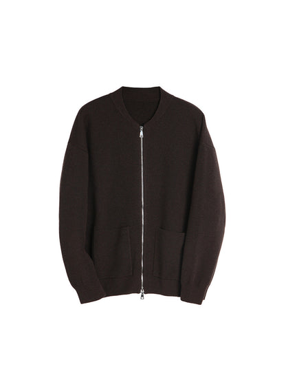 Men's Knitted Jacket – Minimalist Zip-Up – Casual Street Style Outerwear