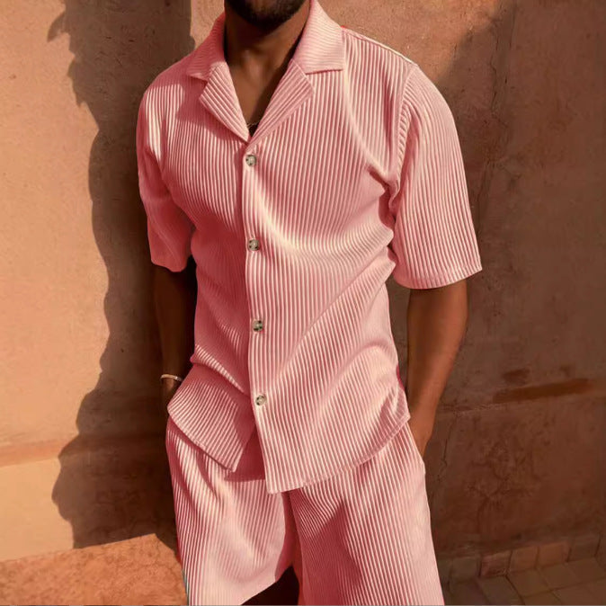 Men’s Button-Up Shirt – Relaxed Fit – Soft Textured – Short Sleeve Casual
