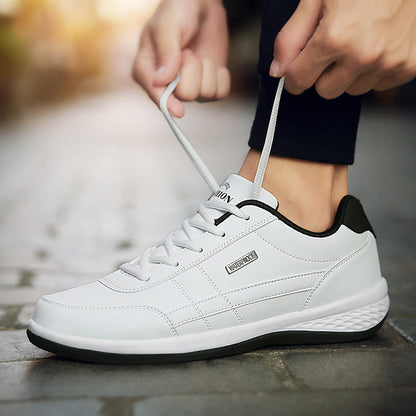 Men’s Casual Sneakers – Synthetic Leather – Lace-Up – Cushioned Heel – Rubber Sole