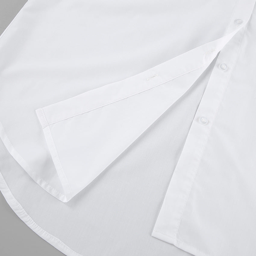 Women’s Oversized Button-Up Shirt – Cotton Blend – Long Sleeve – Relaxed Fit