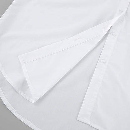 Women’s Oversized Button-Up Shirt – Cotton Blend – Long Sleeve – Relaxed Fit