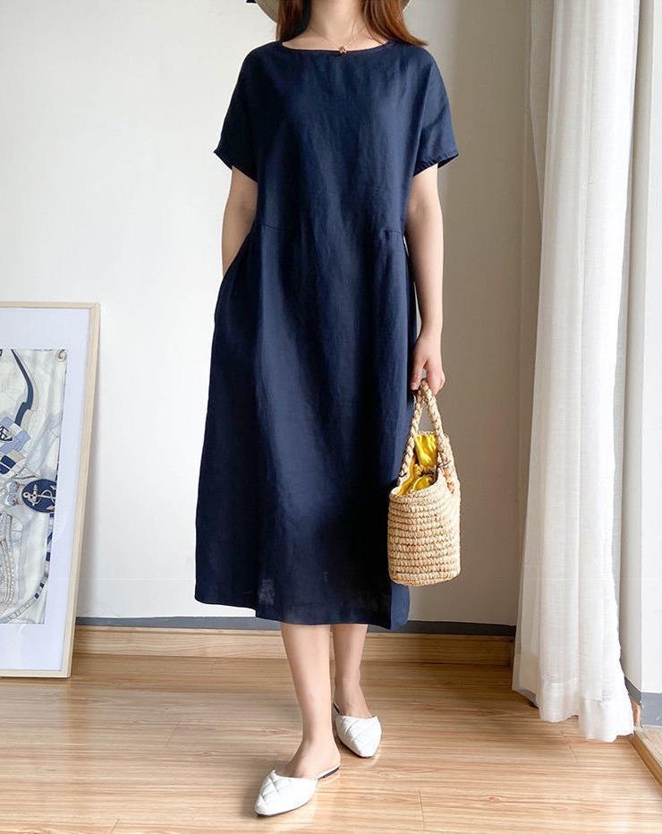 Women’s Midi Dress – Loose Fit – Lightweight Breathable Fabric – Short Sleeve Casual