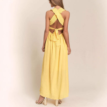 Women’s Sundress – Lightweight Cotton – Shirred Bodice – A-Line Maxi – Spaghetti Straps