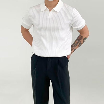 Men’s Polo Shirt – Soft Ribbed Knit – Standard Fit – Short Sleeve Casual Style