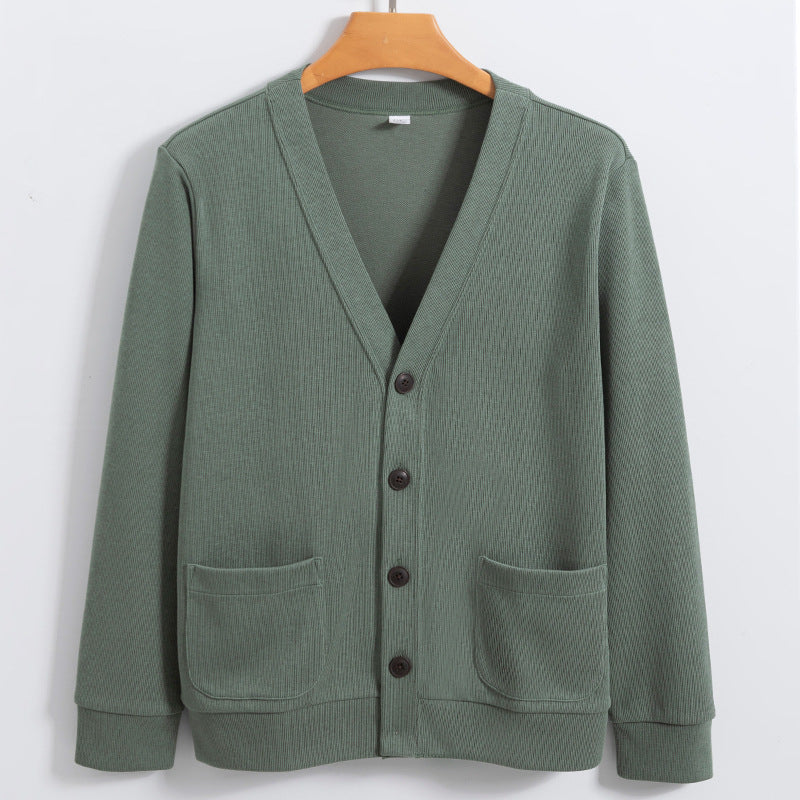 Men’s Cardigan – Cotton Knit – Relaxed Fit – V-Neck – Button Front – Pockets