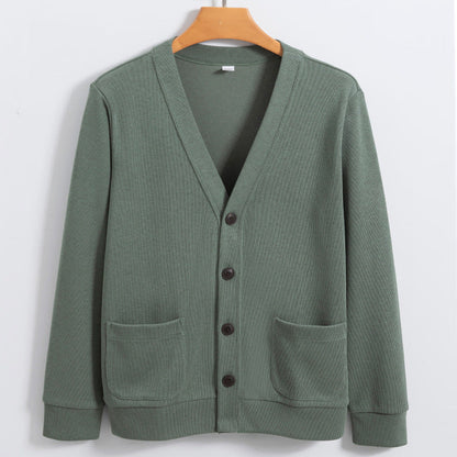 Men’s Cardigan – Cotton Knit – Relaxed Fit – V-Neck – Button Front – Pockets