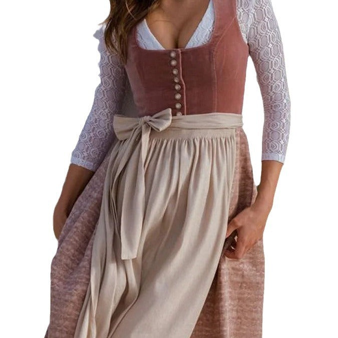 Women's Midi Dress - Velvet - Fitted Bodice With A-Line Skirt