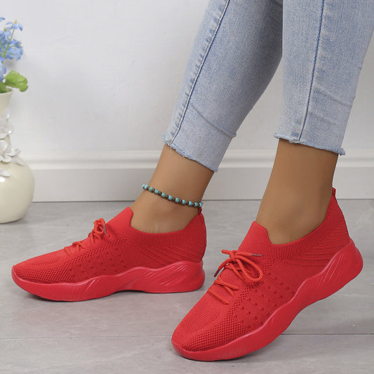 Women’s Sports Shoes – Soft Knit Upper – Cushioned Sole – Lace-Up Fit