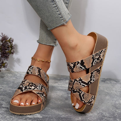 Women’s Platform Sandals – Criss-Cross Woven Straps – Open Toe – Cushioned Footbed