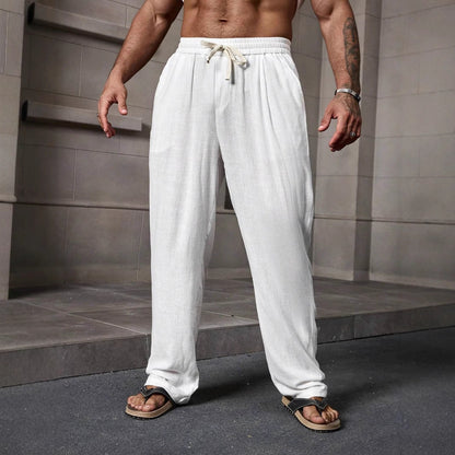 Men’s Casual Pants – Loose Fit – Full Length – Elastic Waist – Breathable Blend
