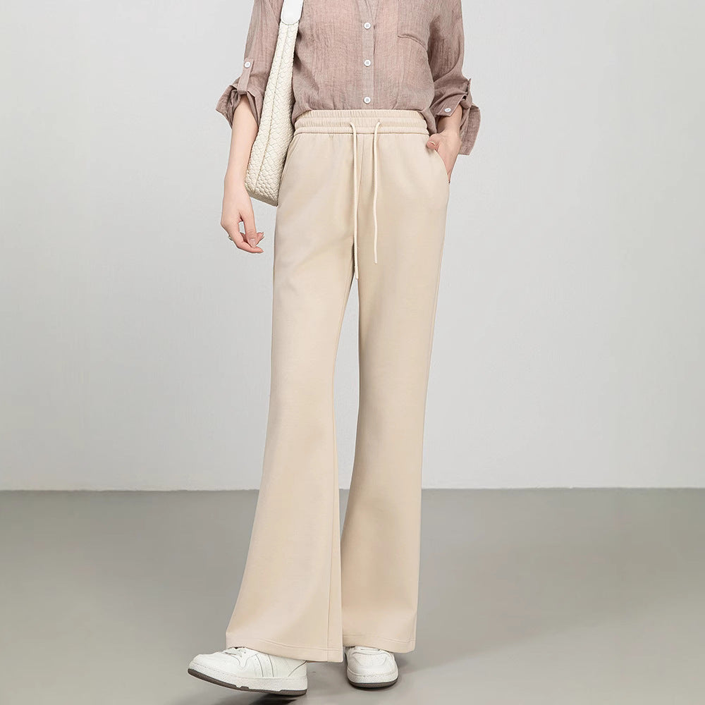 Women’s Flared Pants – High Waist – Cotton Blend – Drawstring – Relaxed Fit