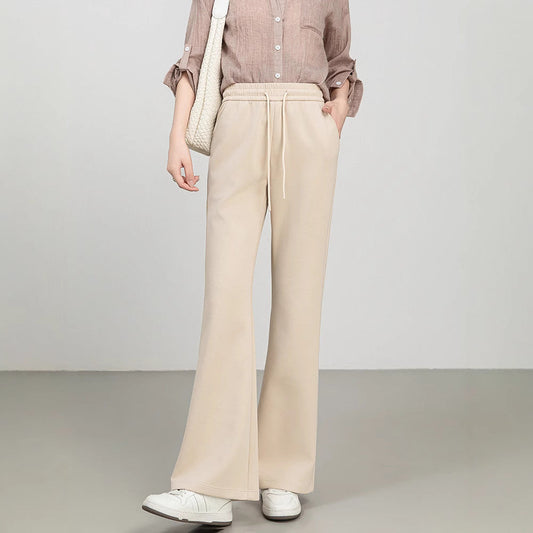 Women’s Flared Pants – High Waist – Cotton Blend – Drawstring – Relaxed Fit