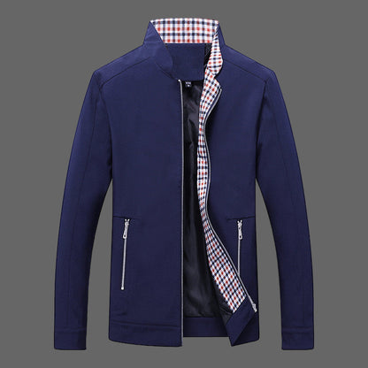 Men’s Jacket – Loose Fit – Stand Collar – Full Zip – Cotton Blend Lining – Zipper Pockets