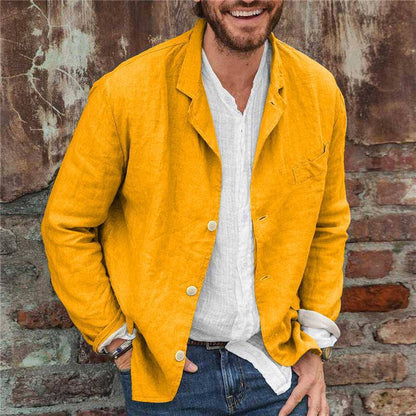 Men’s Blazer – Cotton Linen Blend – Relaxed Fit – Long Sleeve Lightweight Casual