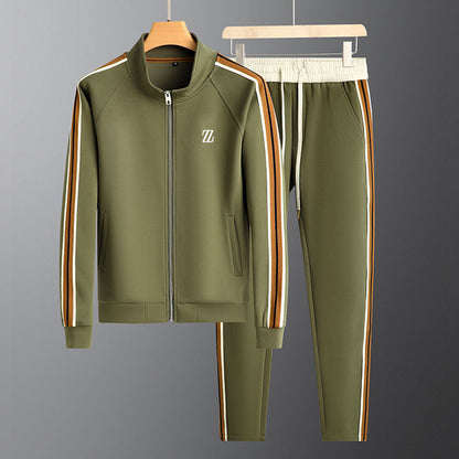Men’s Tracksuit Set – Standard Fit – Zip Jacket – Tapered Pants – Side Stripe Design