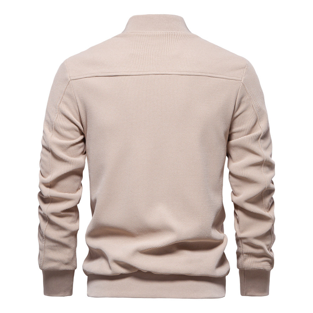 Men’s Bomber Jacket – Slim Fit – Textured Fabric – Zipper Front – Ribbed Trims