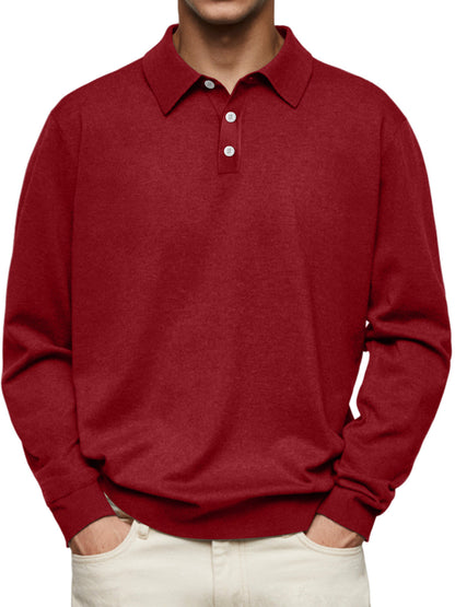 Men’s Polo Shirt – Soft Knit – Relaxed Fit – Long Sleeve Casual Style