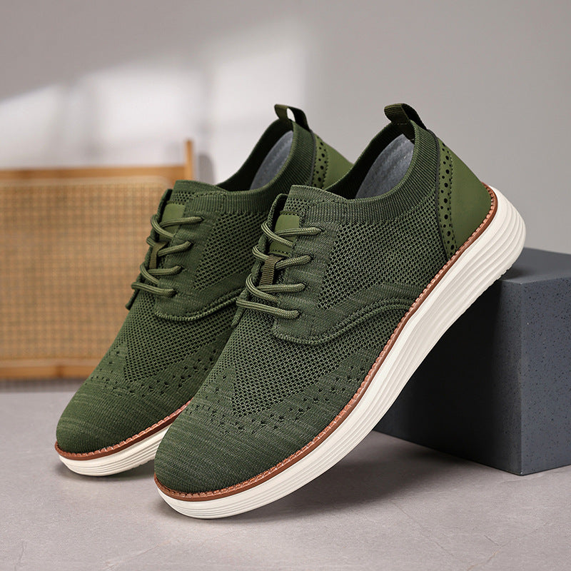 Men’s Dress Shoes – Fly-Knit Lace-Up – Cushioned Sole – Casual Fit