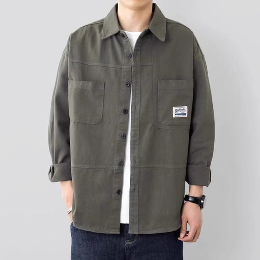 Men’s Overshirt Jacket – Relaxed Fit – Button-Up Front – Utility Style Pockets