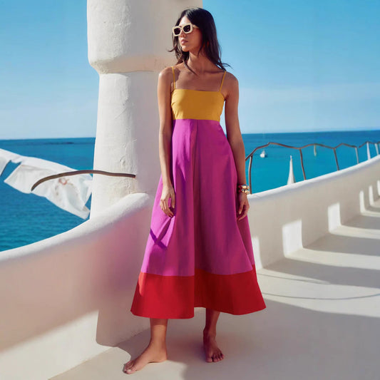 Women’s Sundress – Cotton Blend – A-Line Fit – Spaghetti Straps – Midi Length