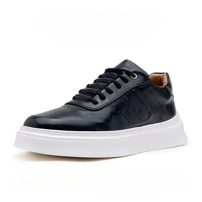 Men’s Low-Top Sneakers – Chunky Platform Sole – Embossed Detail – Lace-Up – Breathable