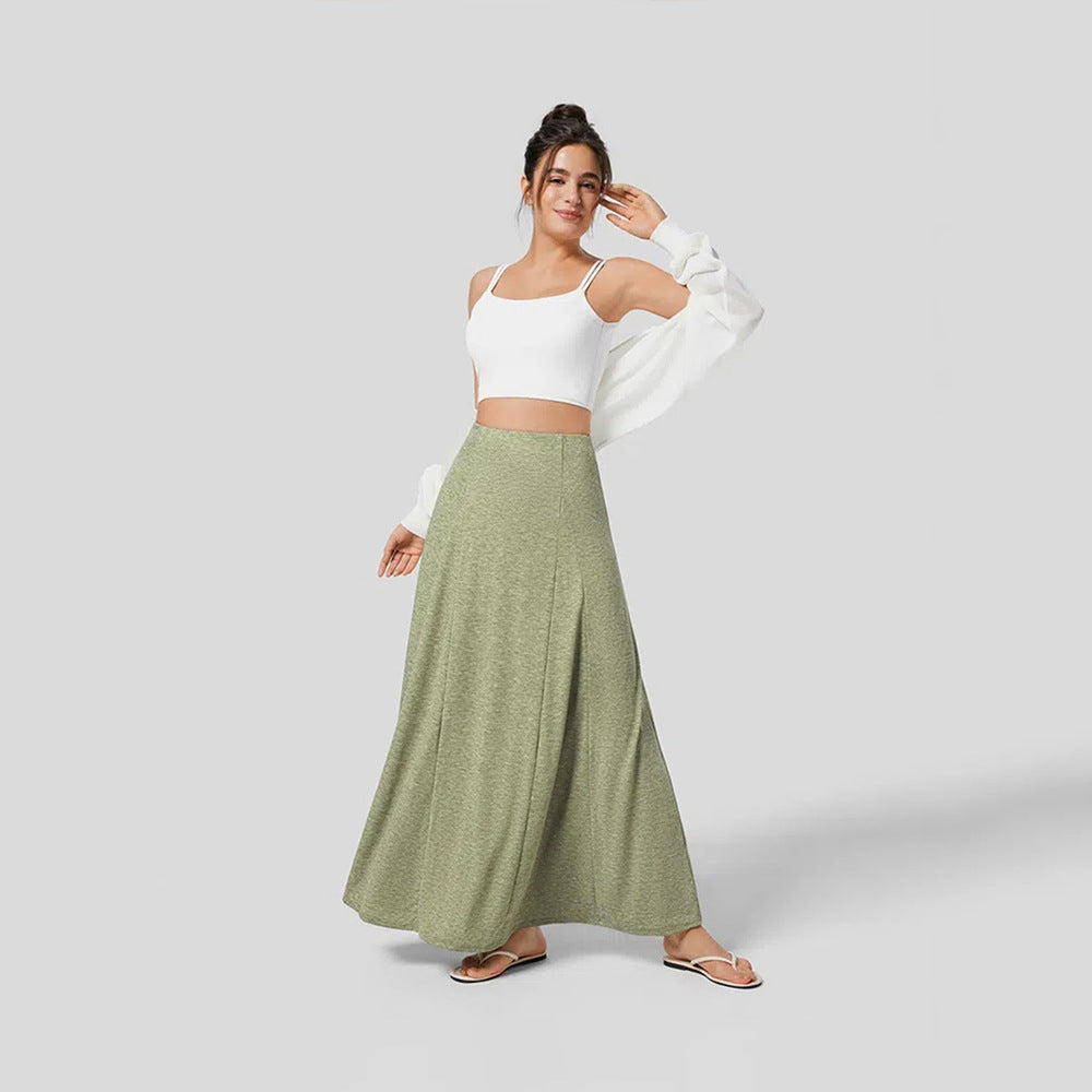 Women’s Knitted Skirt – High Waist – Flowy Fit – Full Length Seamless Casual Wear