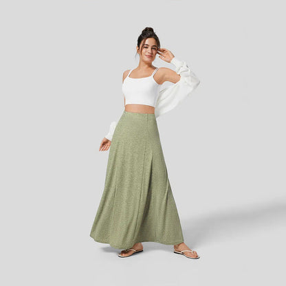 Women’s Knitted Skirt – High Waist – Flowy Fit – Full Length Seamless Casual Wear