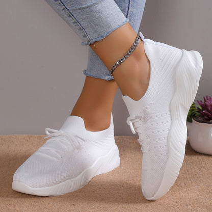 Women’s Sports Shoes – Soft Knit Upper – Cushioned Sole – Lace-Up Fit
