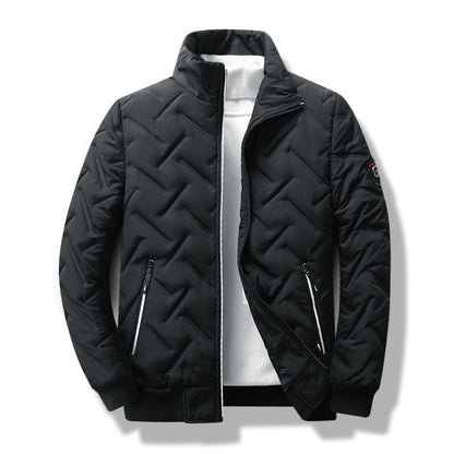 Men’s Jacket – Slim Fit – Quilted Design – Stand Collar – Zippered Pockets – Ribbed Trim