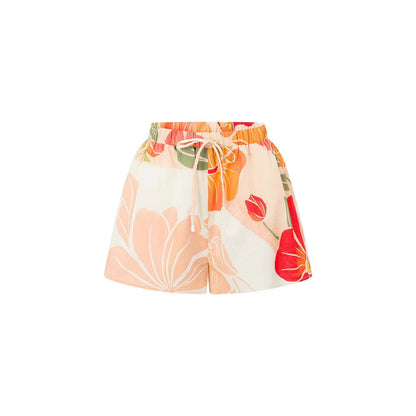 Women’s Sleeveless Top – Loose Fit – Elastic Neckline – Floral Print – Cotton Blend