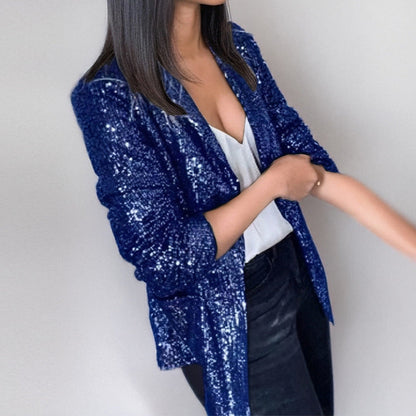 Women’s Blazer – Sequin Embellished – Tailored Fit – Open Front Full Sleeve