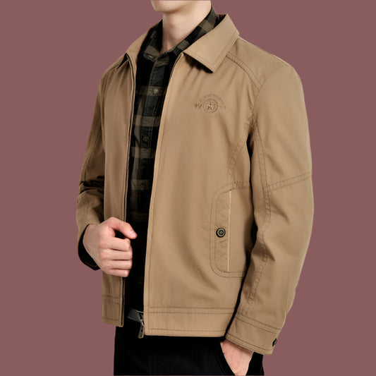 Men’s Jacket – Relaxed Fit – Zipper Front – Buttoned Pockets – Breathable Blend