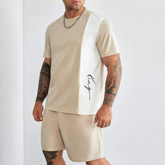 Men’s 2-Piece Activewear Set – Short Sleeve Top & Knee-Length Shorts – Relaxed Fit