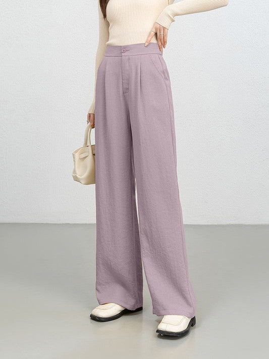 Women’s Wide-Leg Trousers – High Waist – Pleated Front – Soft Denim Look – Full Length