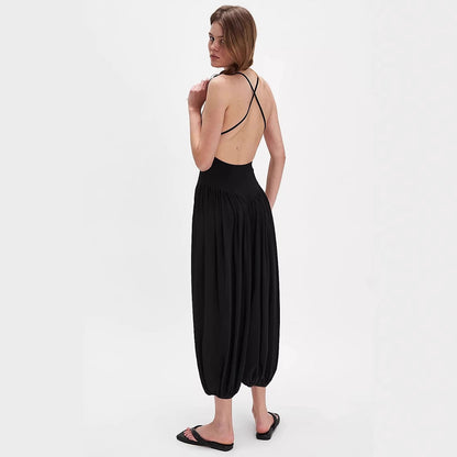 Women’s Jumpsuit – Backless Spaghetti Strap – Wide Leg – Lightweight Flowy Fit