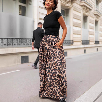 Women’s Full-Length Skirt – Flared Silhouette – Pleated Design – Lightweight Fabric