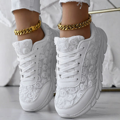 Women’s Canvas Sneakers – Low Top – Lace Up – Polka Dot Print – Rubber Toe Cap