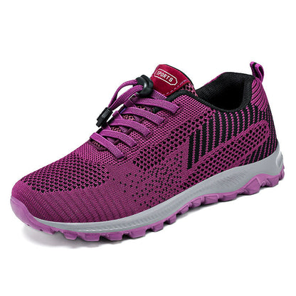 Women's Athletic Sneakers – Knit Mesh – Lightweight – Lace-Up – Low Top – Breathable
