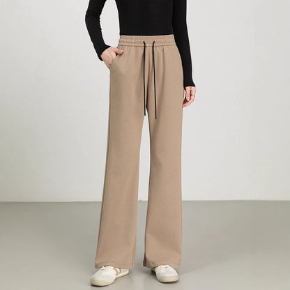 Women’s Flared Pants – High Waist – Cotton Blend – Drawstring – Relaxed Fit
