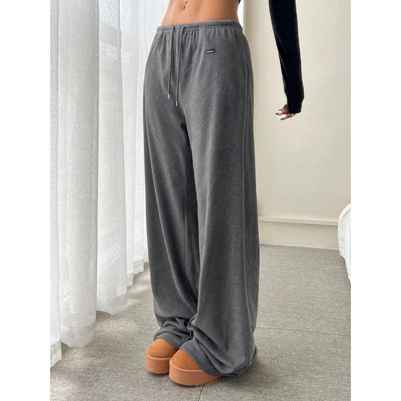 Women’s Wide-Leg Pants – Soft Knit – High Waist – Elastic Waistband – Full Length