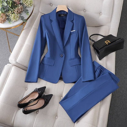 Women’s Blazer Suit Set – Tailored Fit – Straight Leg Trousers – Formal Business Wear
